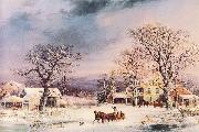 George Henry Durrie he Half-Way House oil painting on canvas